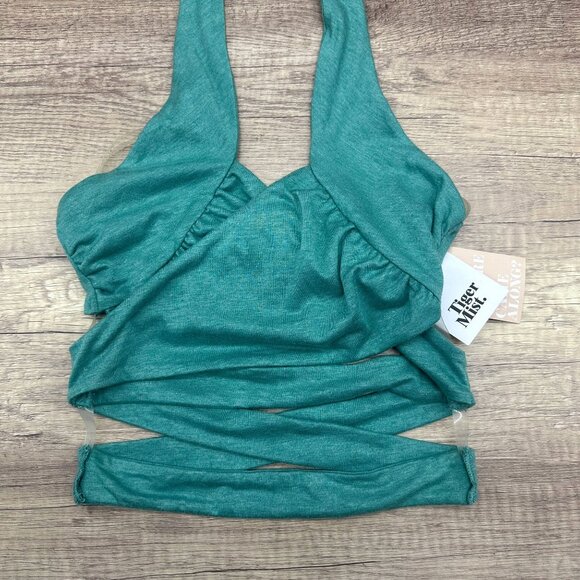 Tiger Mist Teal Wrap Crop Top - Picture 4 of 12